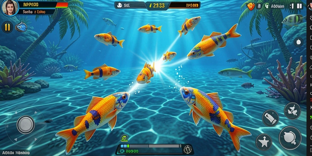 Tampilan gameplay seru Tembak Ikan di API33.