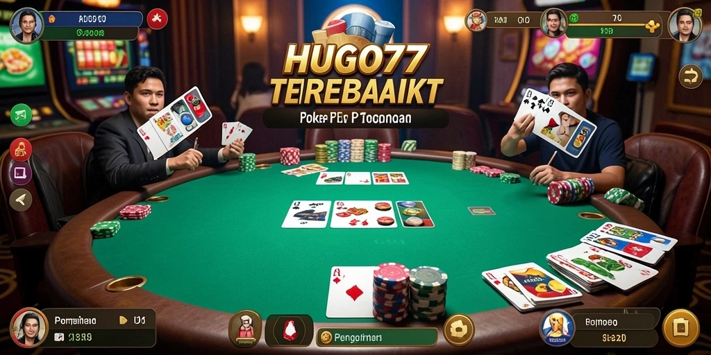 Tampilan gameplay Poker yang mengesankan di HUGO77.