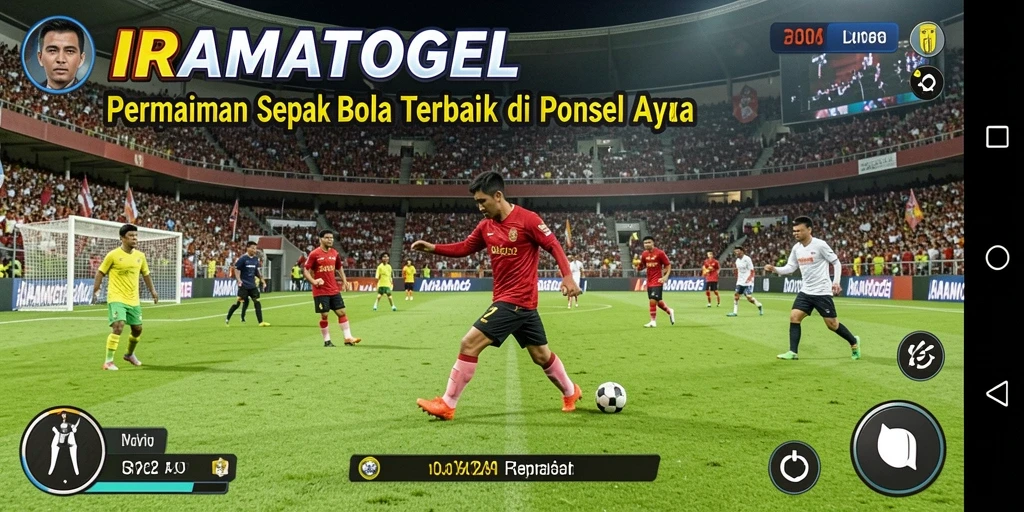 Tampilan gameplay <strong>IRAMATOGEL</strong> yang mengesankan dengan aksi sepak bola intens.