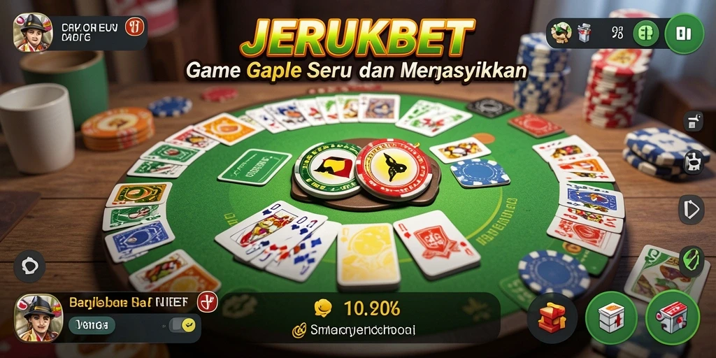 Screenshot JERUKBET menampilkan sesi gameplay Gaple yang menarik dan seru.