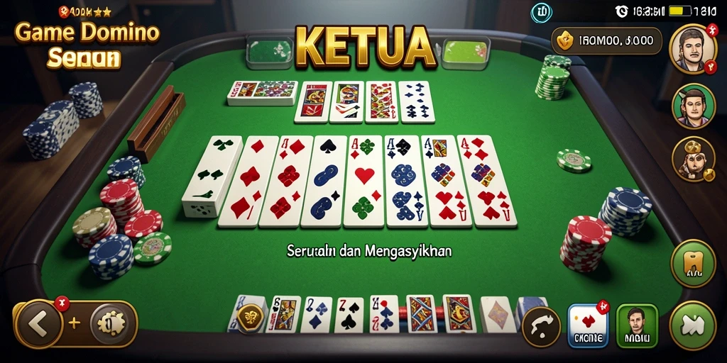 Tampilan gameplay seru KETUA dalam bermain Domino.
