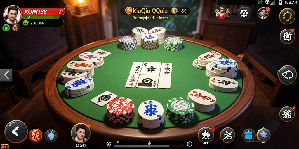 Tampilan gameplay seru dari KOIN138 yang menampilkan pertarungan kartu QiuQiu.