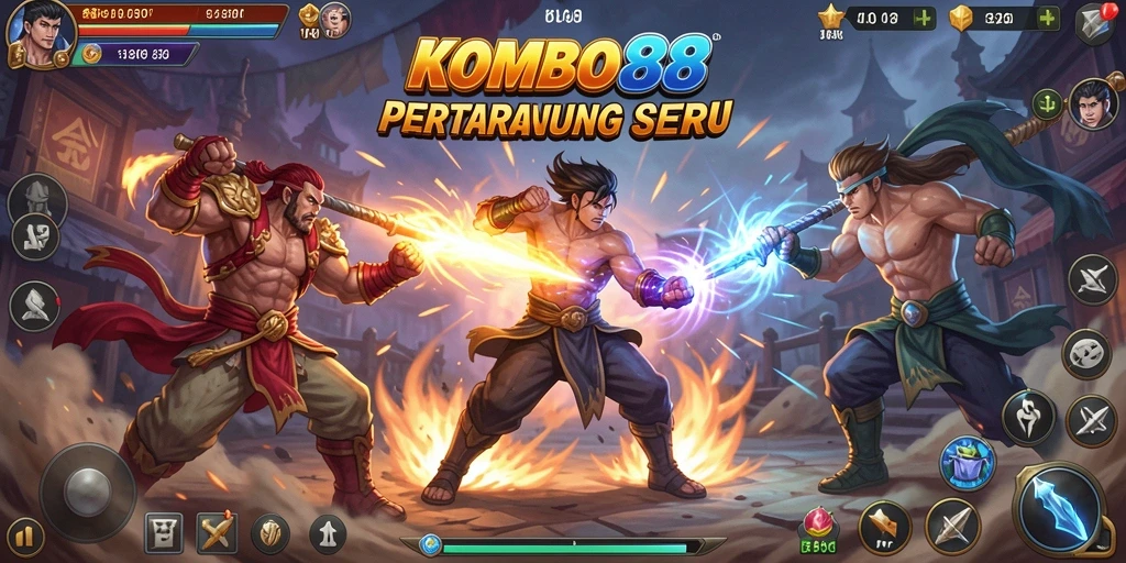 Tangkapan layar menunjukkan aksi pertarungan yang mendebarkan dalam KOMBO88.