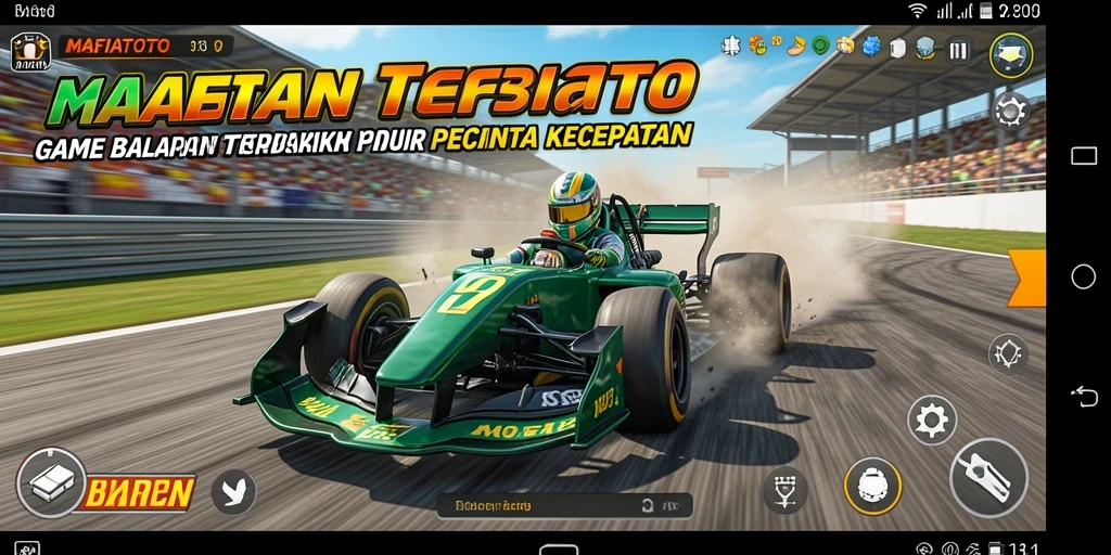 Screenshot MAFIATOTO menampilkan aksi balapan yang mendebarkan.