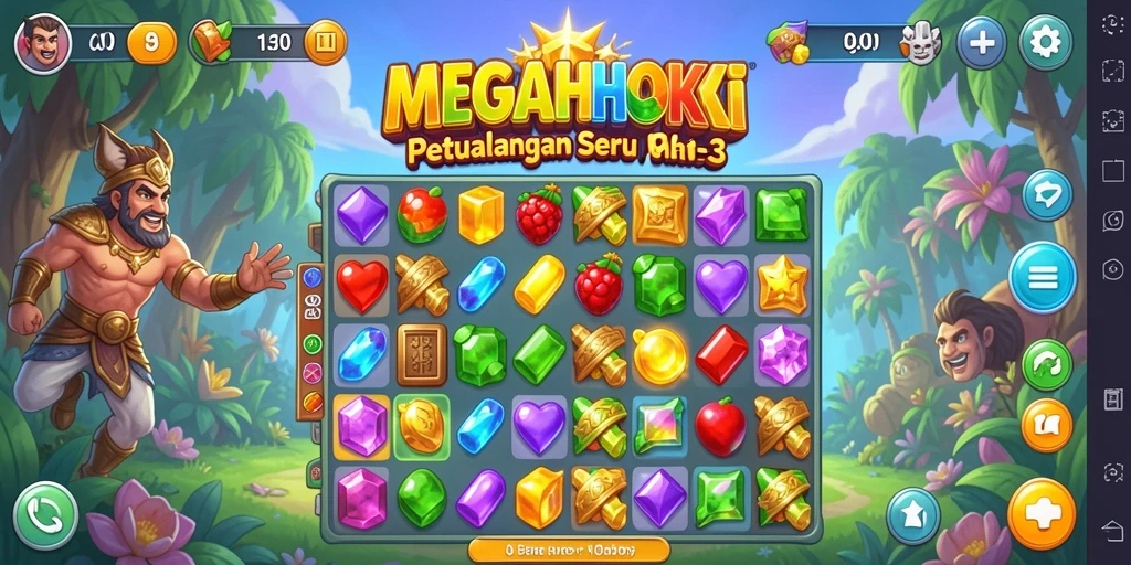 Tampilan gameplay seru dalam game Match-3 MEGAHOKI.