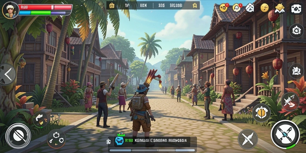 Screenshot gameplay RI188 menampilkan karakter dalam lingkungan yang hidup.