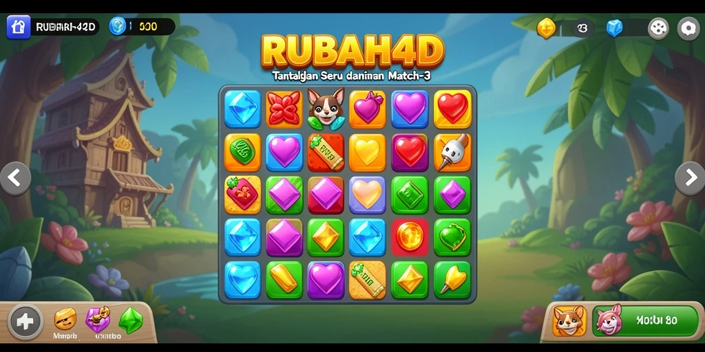 Tangkapan layar gameplay seru RUBAH4D dengan kombinasi Match-3.
