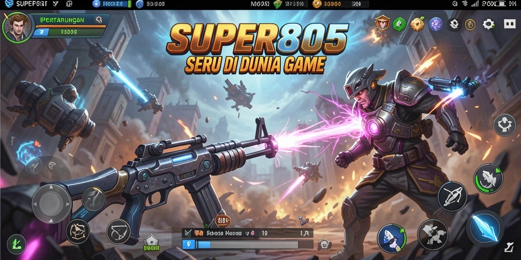 Screenshot gameplay SUPER805 yang menampilkan aksi pertarungan seru.